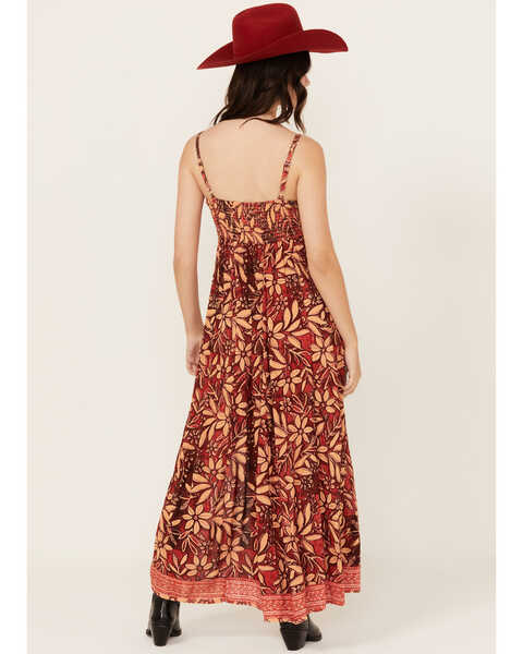 Image #4 - Angie Women's Floral Print Sleeveless Maxi Dress , Rust Copper, hi-res