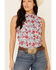 Wrangler Women's Americana Floral Print Sleeveless Snap Western Core Shirt, Red/white/blue, hi-res