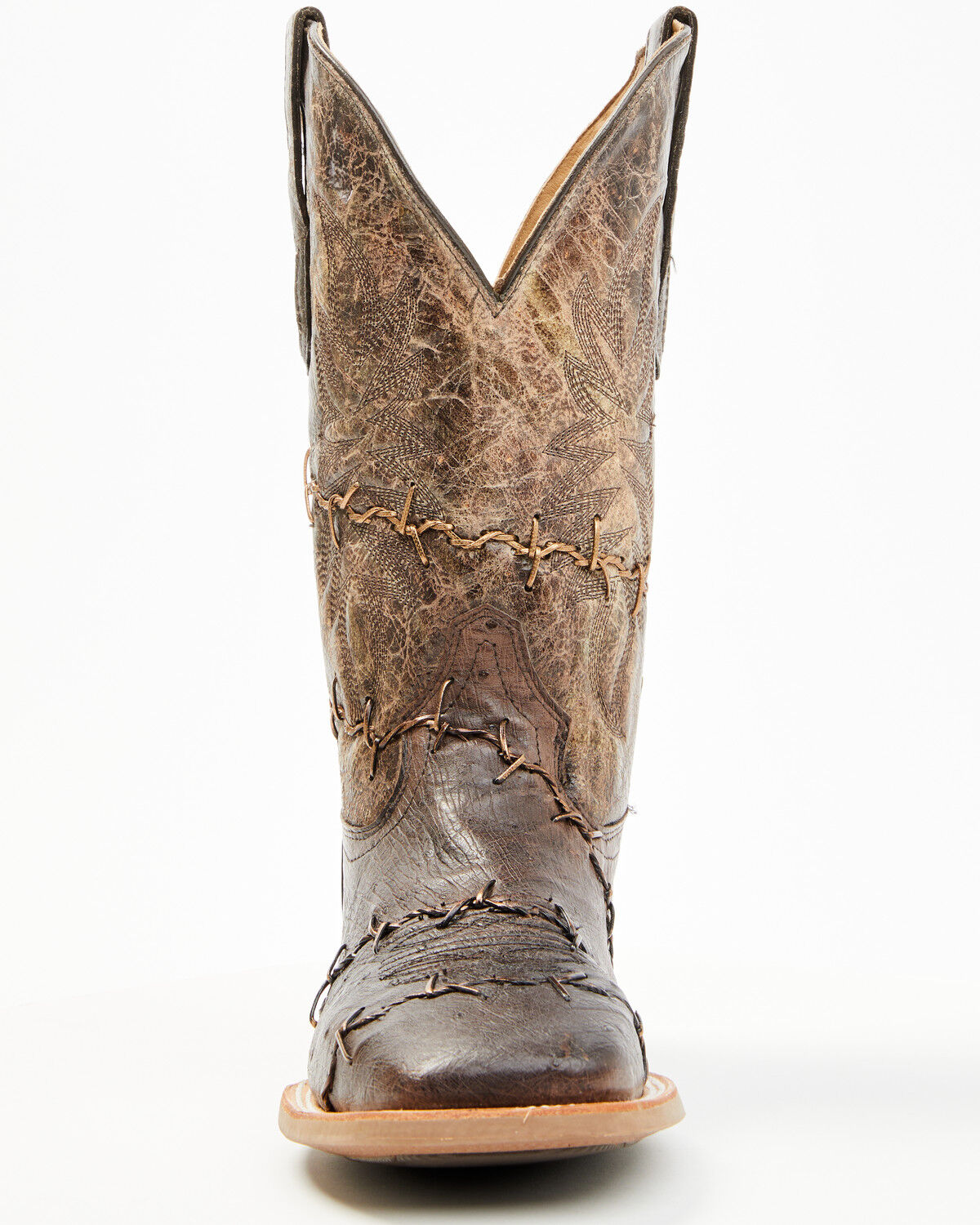 Image #4 - Corral Men's Exotic Ostrich Barbed Wire Western Boots - Broad Square Toe, Brown, hi-res