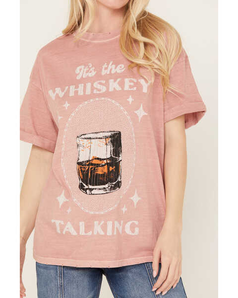 Image #3 - Girl Dangerous Women's It's The Whiskey Talking Relaxed Short Sleeve Graphic Tee, Pink, hi-res
