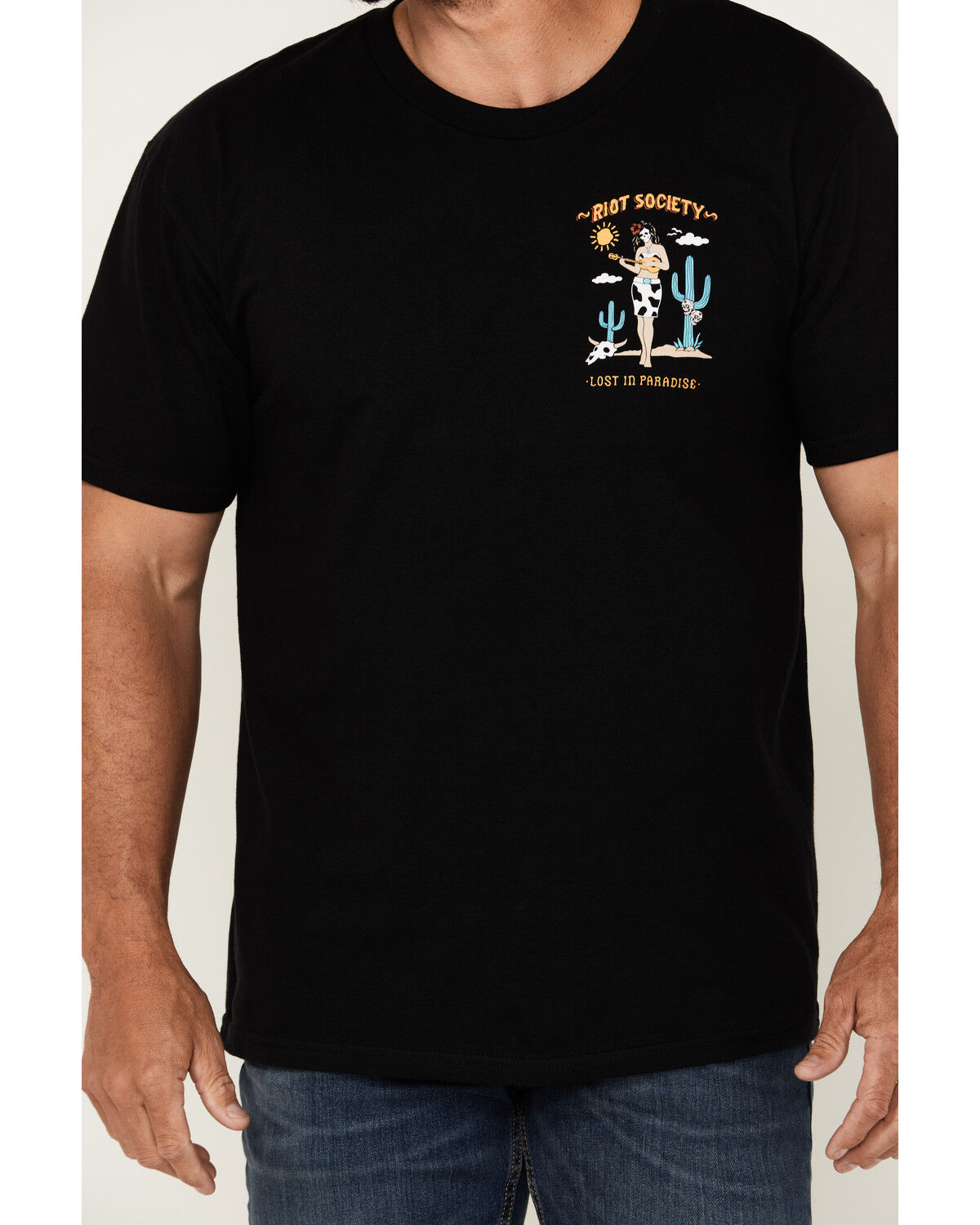 Image #4 - Riot Society Men's Boot Barn Exclusive Lost in Paradise Short Sleeve Graphic T-Shirt, Black, hi-res