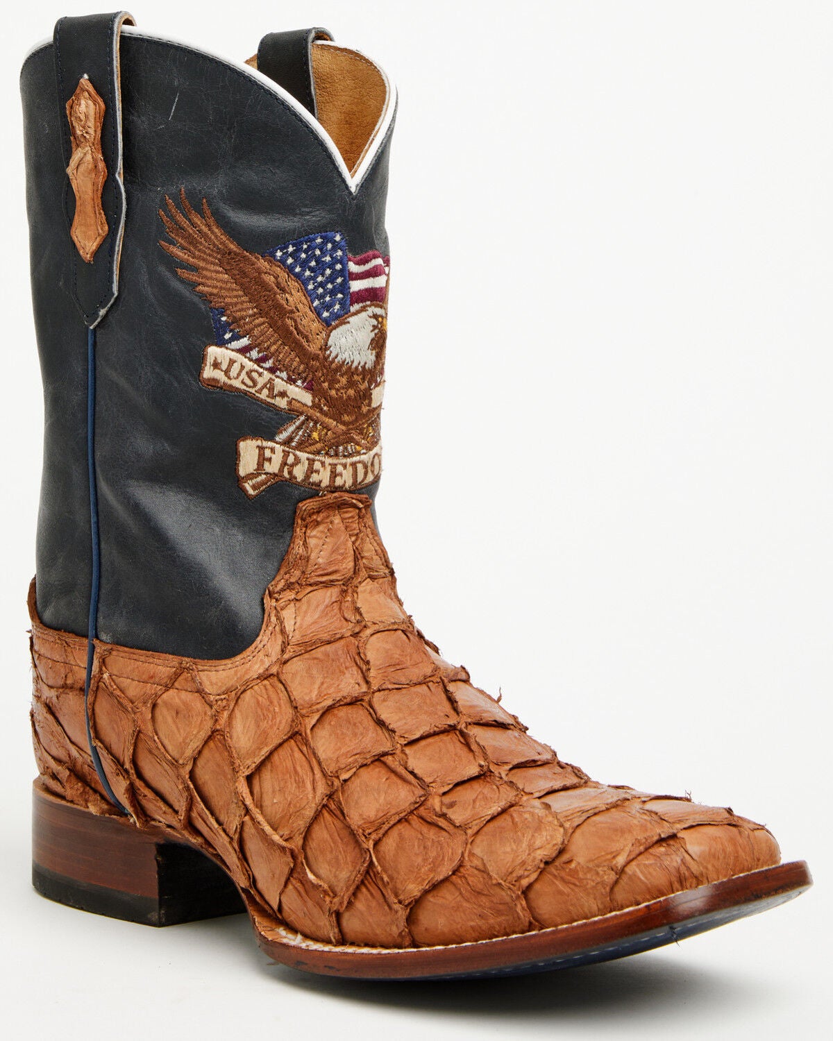 Image #2 - Cody James Men's America 250 Freedom Exotic Pirarucu Western Boots - Broad Square Toe, Blue, hi-res