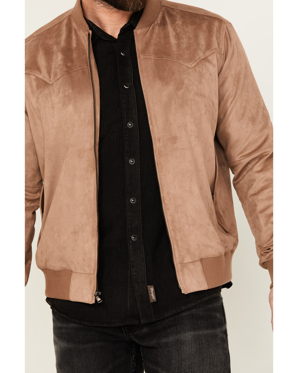 Image #3 - Moonshine Spirit Men's Flight Plan Faux Suede Bomber Jacket, Tan, hi-res