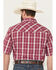 Image #4 - Wrangler Men's 20X Plaid Print Short Sleeve Snap Stretch Western Shirt, Wine, hi-res