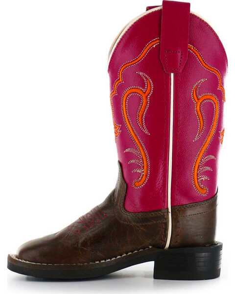 Shyanne Little Girls' Western Boots - Square Toe , Brown/pink, hi-res