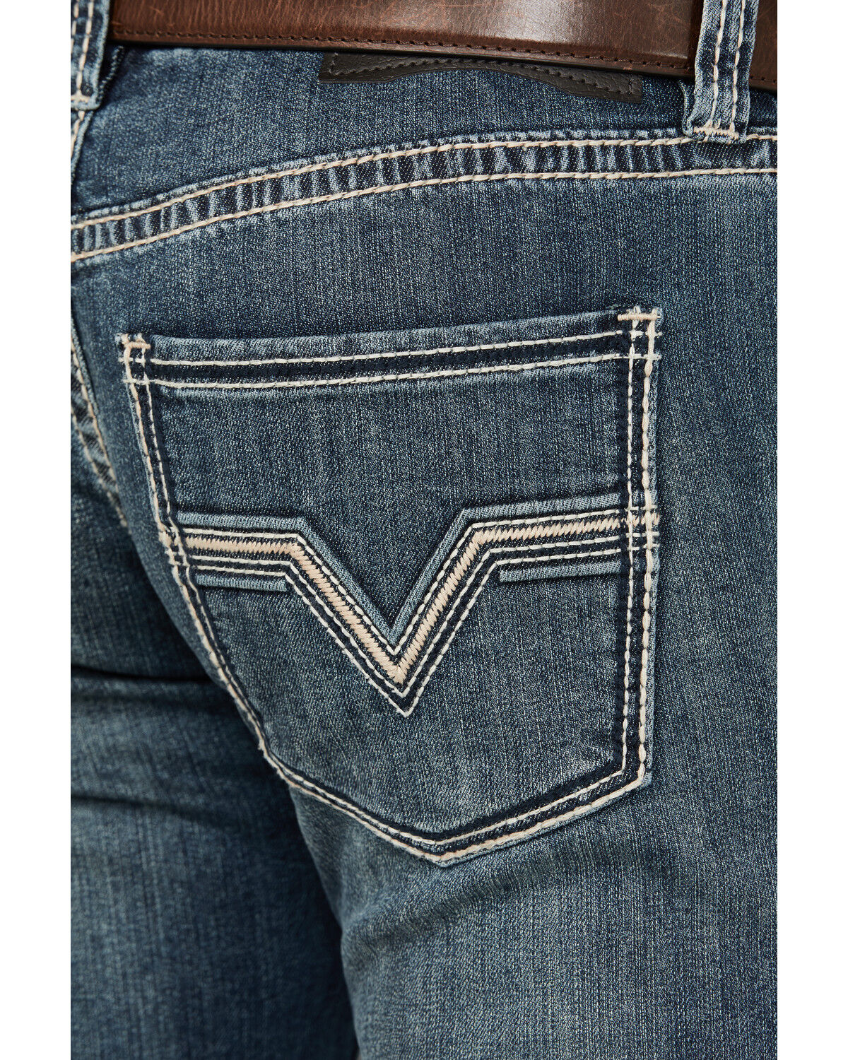 Image #4 - Rock & Roll Denim Men's Pistol Dark Vintage Wash Straight Stretch Denim Jeans, Dark Medium Wash, hi-res