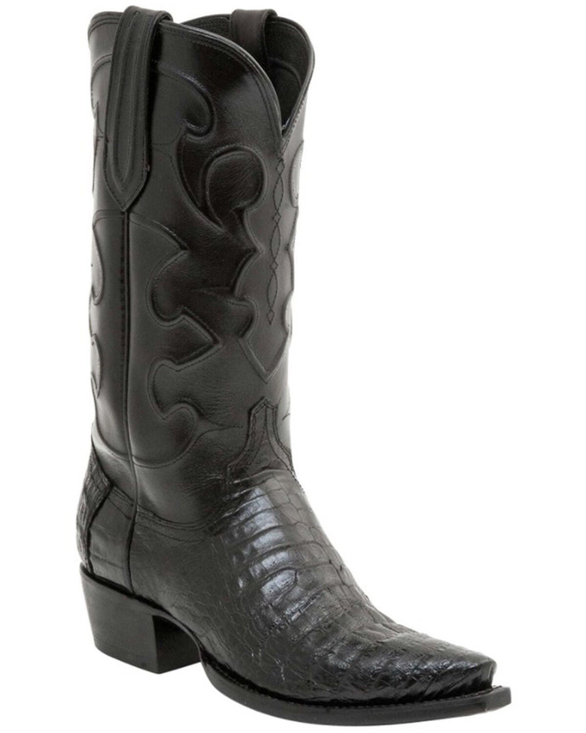 Image #2 - Lucchese 1883 Charles Croc Belly Western Boots - Square Toe, Black, hi-res