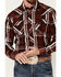 Image #3 - Wrangler Men's Plaid Print Long Sleeve Snap Western Shirt, Wine, hi-res