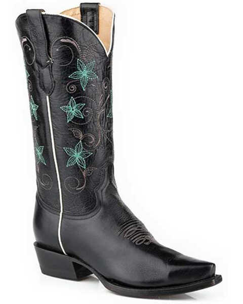 Image #1 - Roper Women's Floralina Western Boots - Snip Toe, Black, hi-res