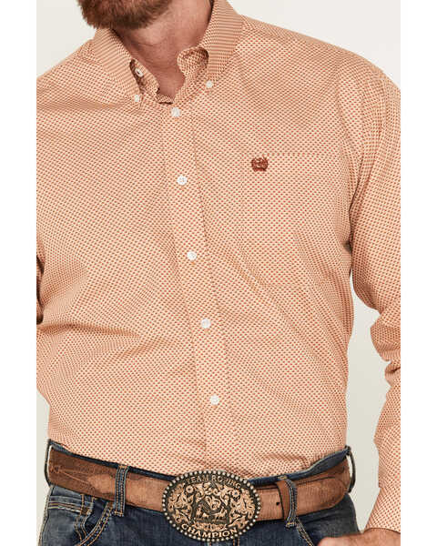Image #3 - Cinch Men's Geo Print Long Sleeve Button-Down Western Shirt, Beige, hi-res