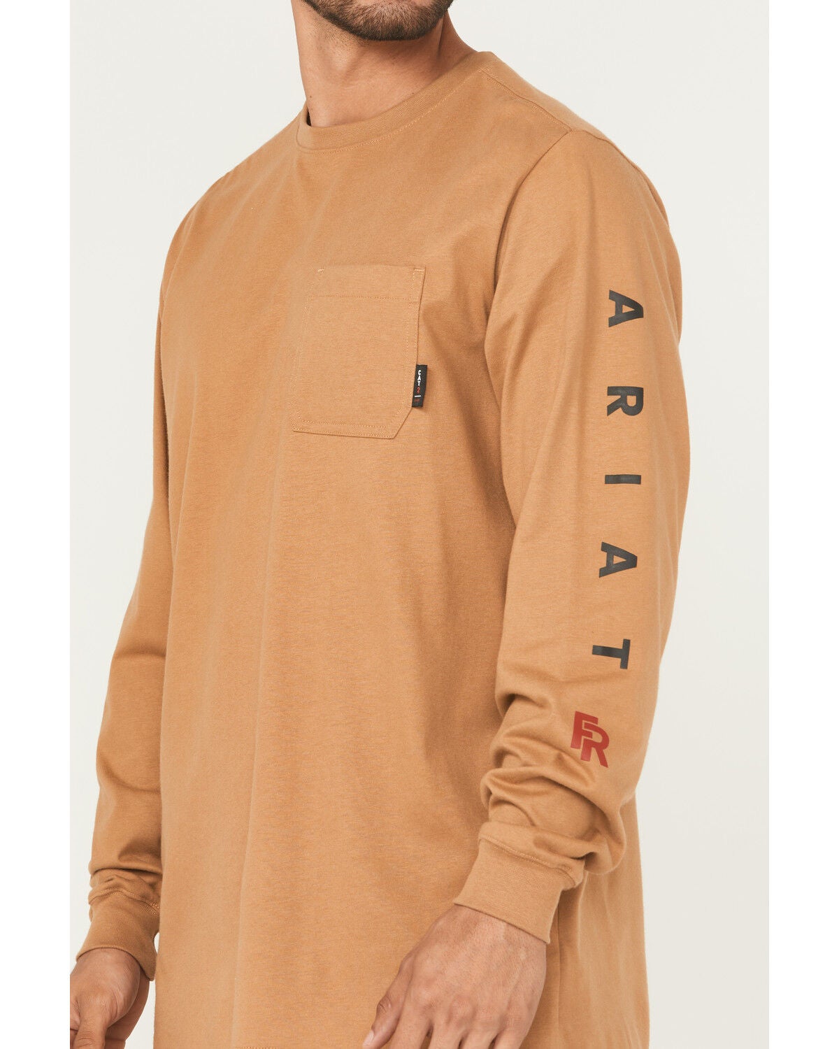 Image #3 - Ariat Men's FR Hard Head Long Sleeve Pocket Work Shirt, Brown, hi-res