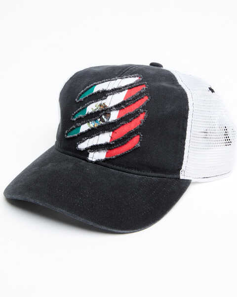 Cody James Men's Scratched Mexico Flag Graphic Mesh-Back Ball Cap , Black, hi-res