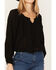 Revel Women's Long Sleeve Peasant Top, Black, hi-res