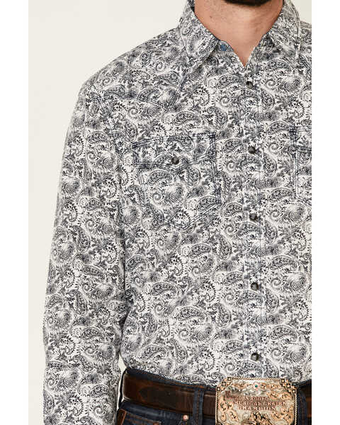 Image #3 - Moonshine Spirit Men's Ricochet Paisley Print Long Sleeve Snap Western Shirt  , White, hi-res