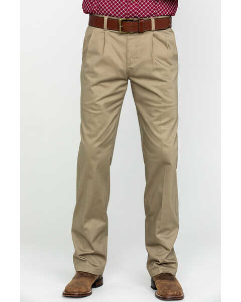 Image #2 - Wrangler Men's Khaki Casual Pleated Front Western Pants , Beige/khaki, hi-res