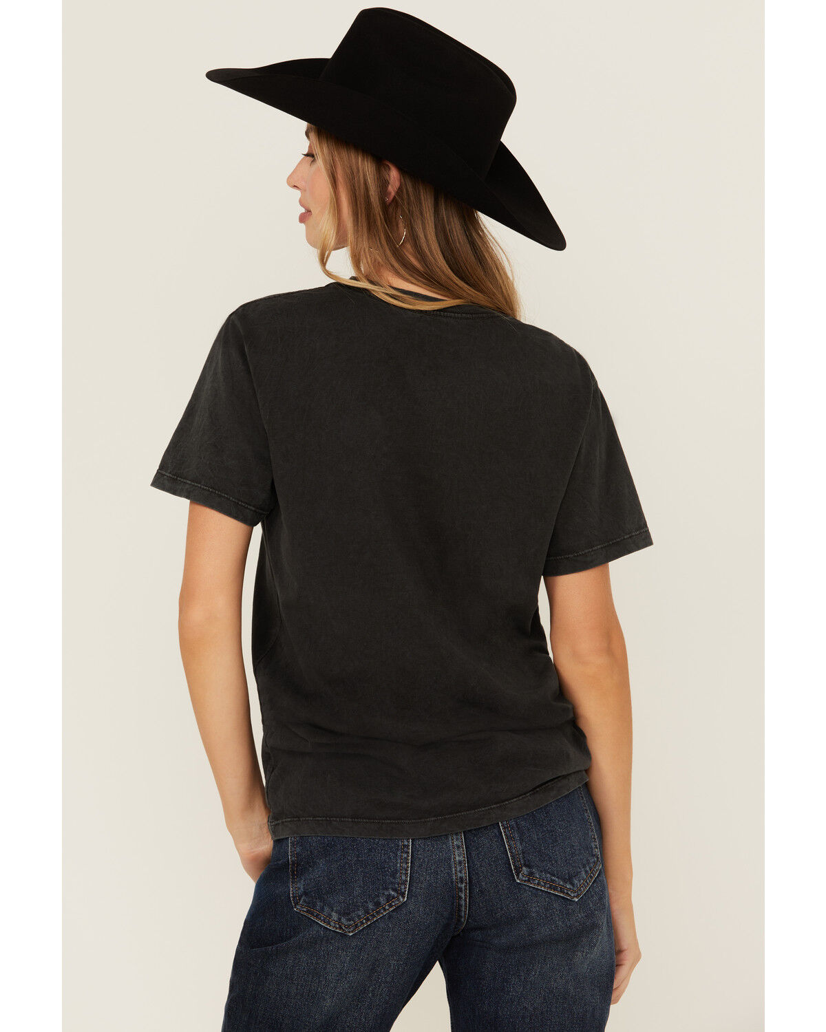 Image #4 - Affliction Women's Deep V Mesh Insert Short Sleeve Graphic Tee, Black, hi-res