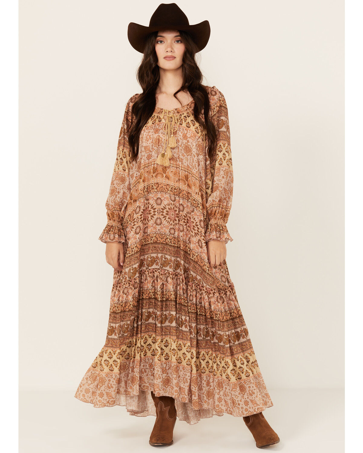 Image #1 - Spell Women's Lovers Beack Border Print Maxi Dress, Mauve, hi-res