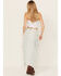 Image #3 - POL Women's Lace Light Wash Denim Midi Skirt, Light Wash, hi-res