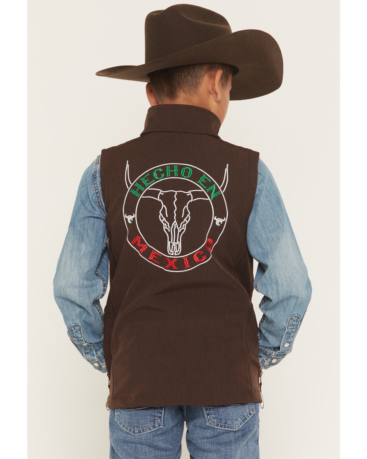 Cowboy Hardware Boys' Hecho En Mexico Vest, Brown, hi-res