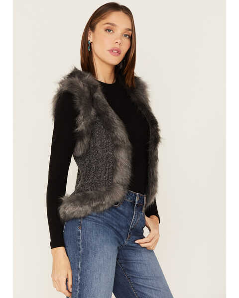 Image #2 - Shyanne Women's Faux Fur Knit Vest, Charcoal, hi-res