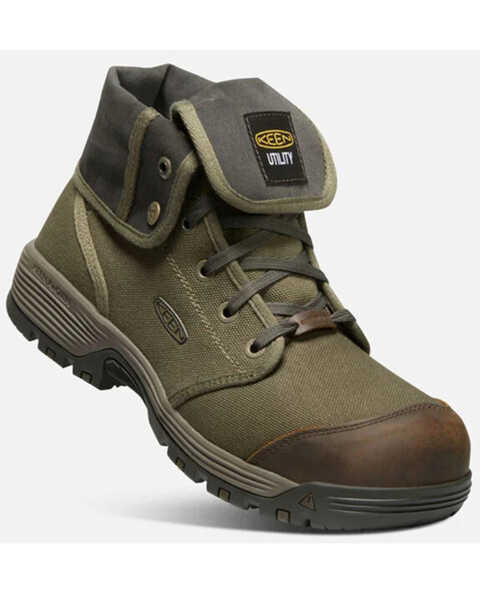 Image #1 - Keen Men's Roswell Mid Lace-Up Work Boots - Carbon Fiber Toe , Olive, hi-res