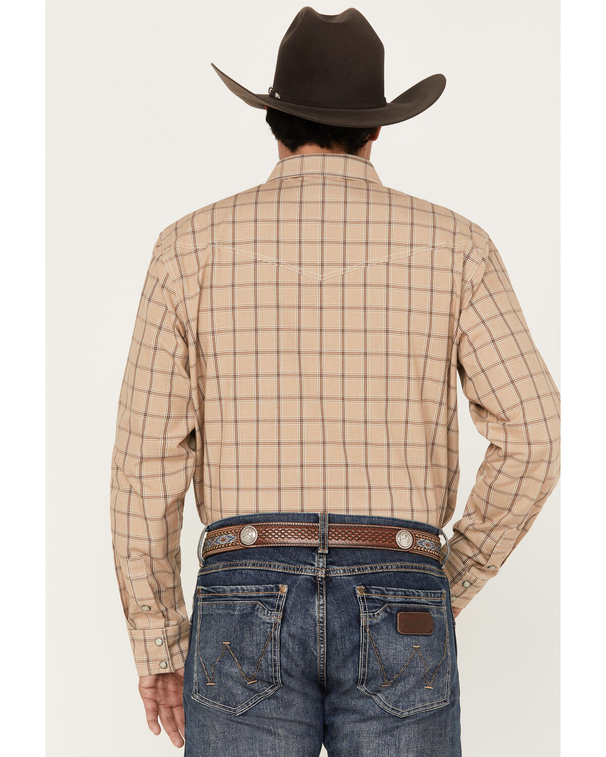 Image #4 - Blue Ranchwear Men's Twill Plaid Print Long Sleeve Western Snap Shirt, Medium Yellow, hi-res
