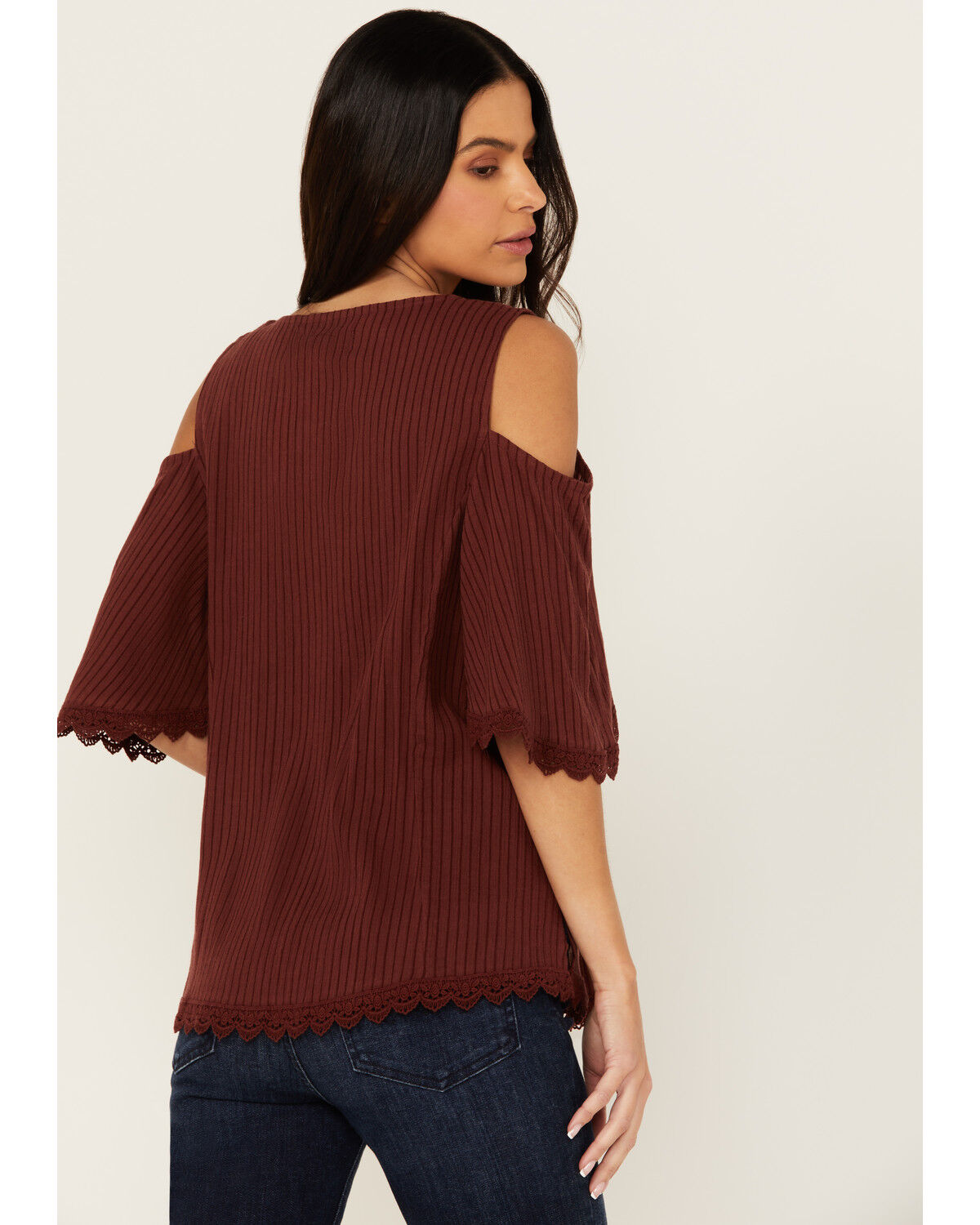 Image #4 - Shyanne Women's Short Sleeve Cold Shoulder Top, Brown, hi-res