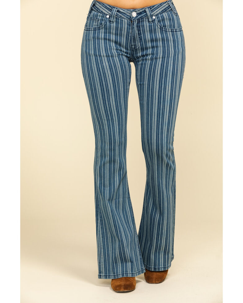 striped flare jeans