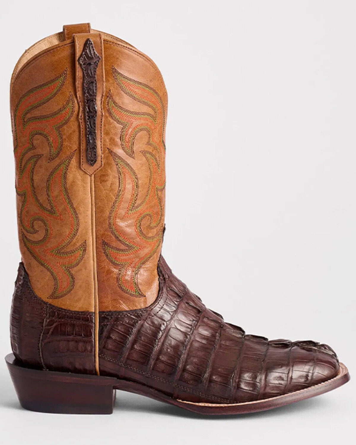 Image #2 - Lucchese Men's Hendrik Exotic Caiman Western Boots - Broad Square Toe, Chocolate, hi-res