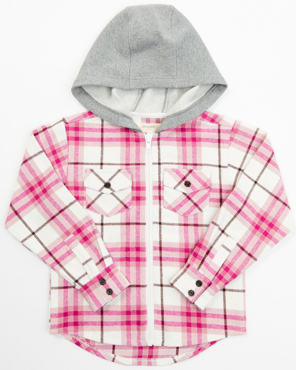 Image #1 - Shyanne Toddler Girls' Plaid Print Long Sleeve Flannel Shacket, Ivory, hi-res