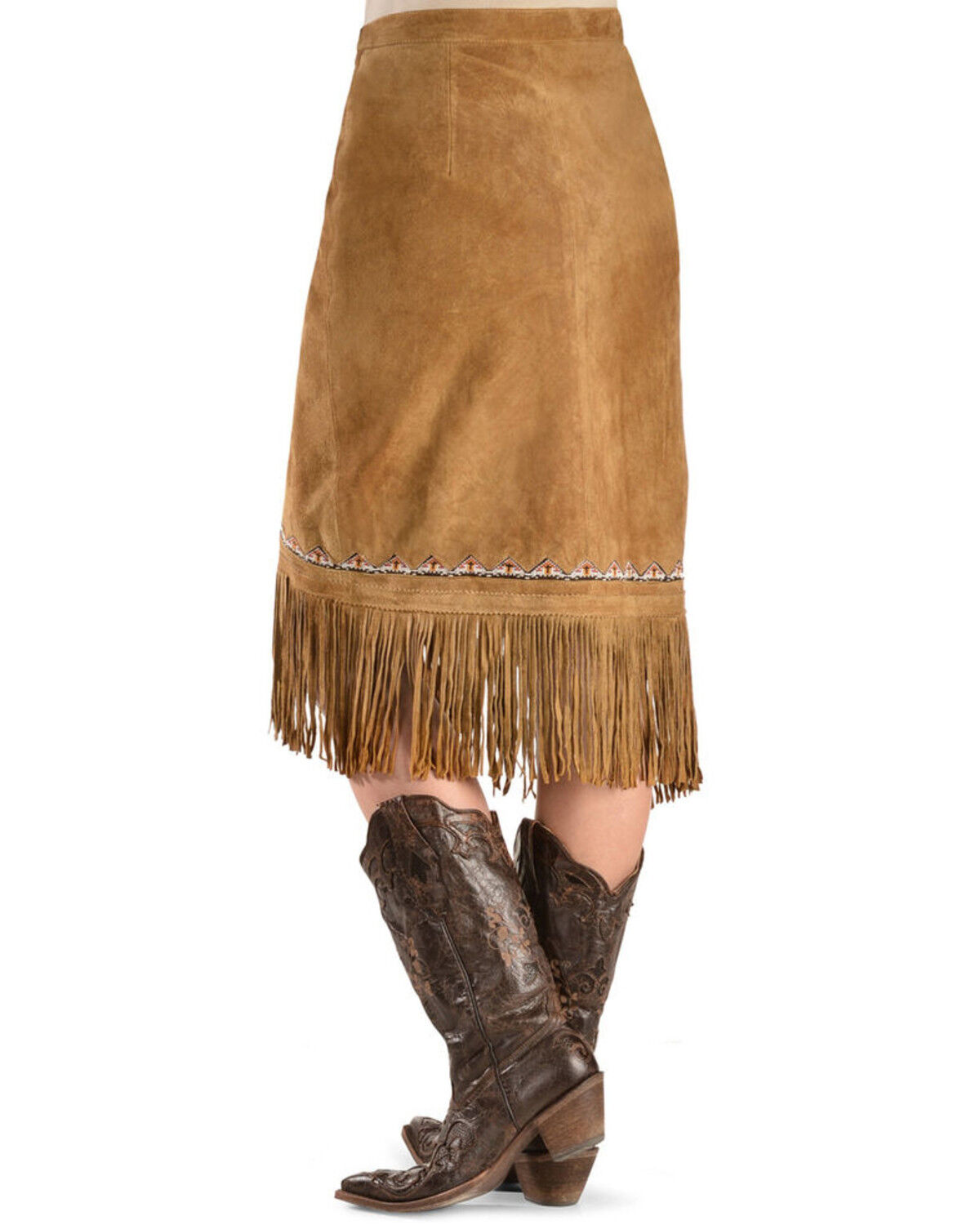 Image #2 - Kobler Leather Women's Yuma Beaded Skirt, Cognac, hi-res