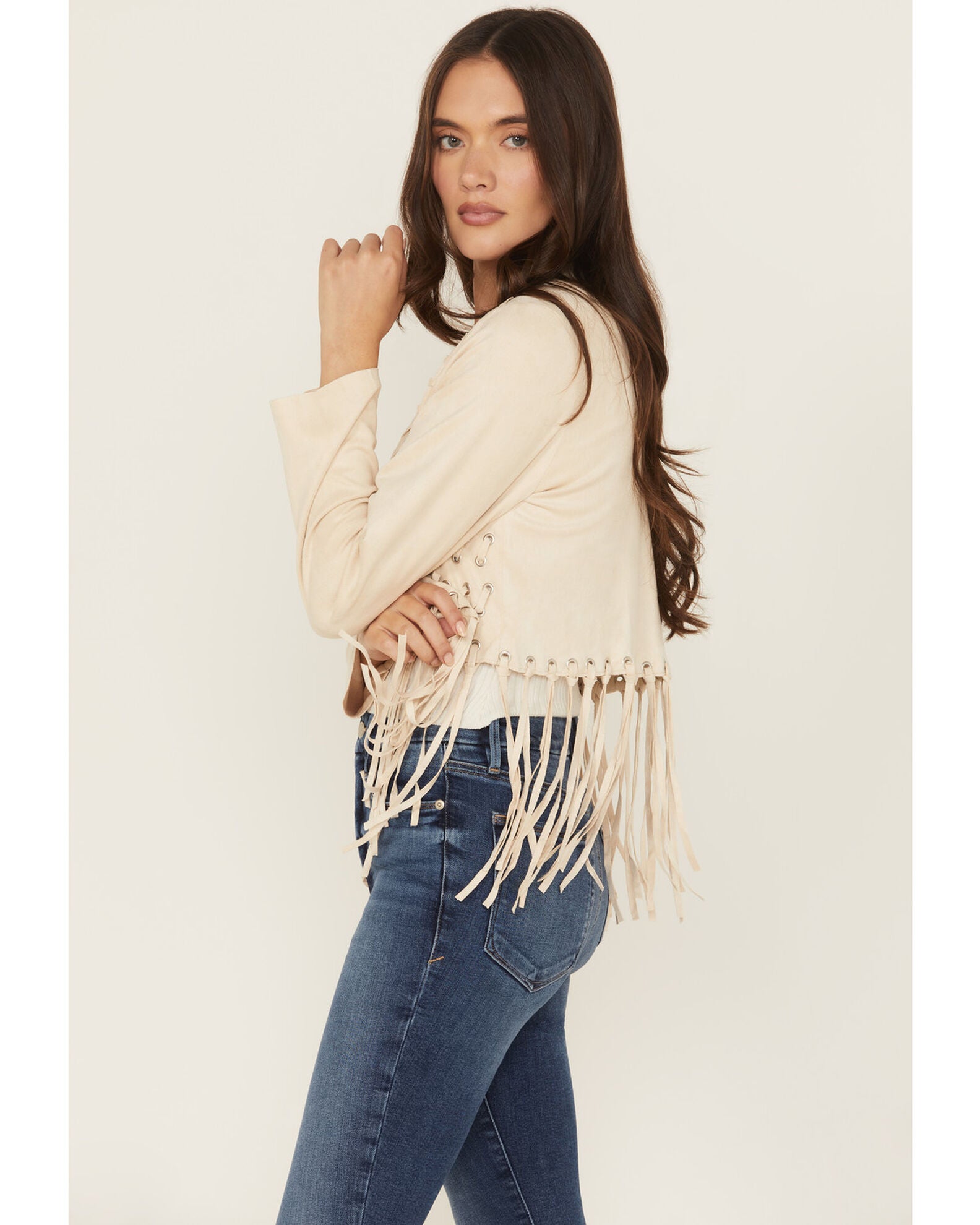 Women's Cropped Fringe Detail Jacket