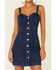 Image #3 - Wild Moss Women's Button Front Denim Bodycon Dress, , hi-res