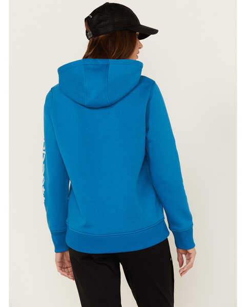 Image #4 - Carhartt Women's Relaxed Fit Midweight Logo Graphic Hoodie, Blue, hi-res