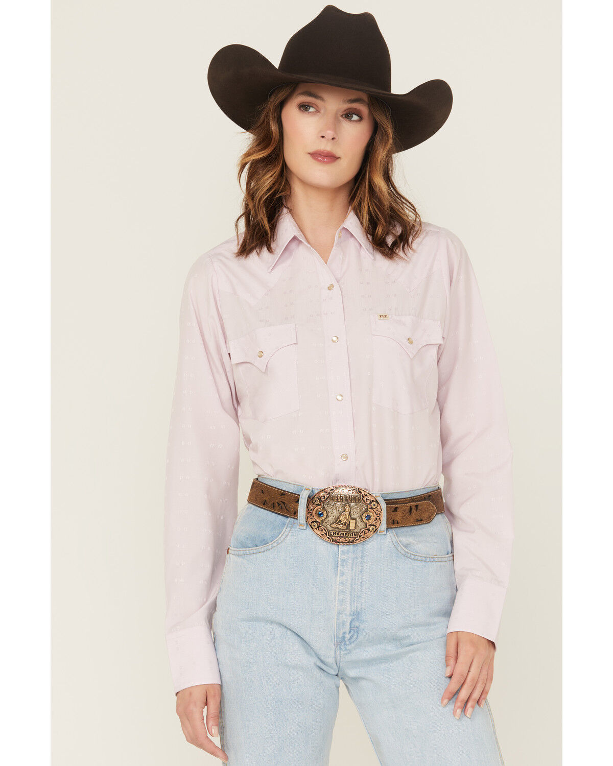 Image #1 - Cowboygirl by Jenna Paulette Women's Solid Long Sleeve Pearl Snap Western Shirt, Lavender, hi-res