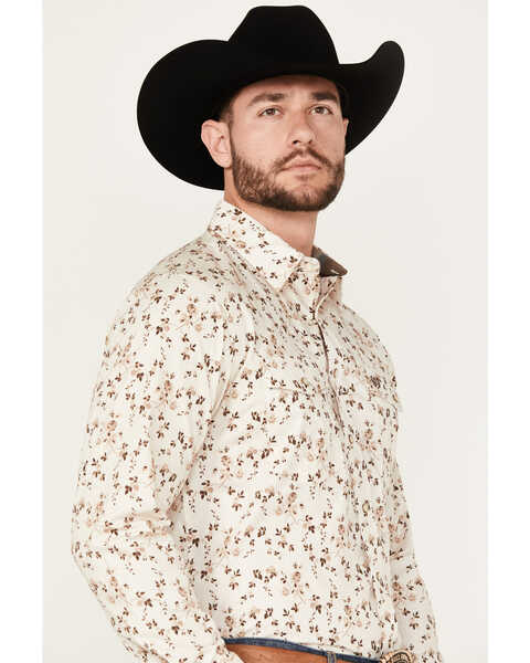 Image #2 - Panhandle Select Men's Floral Print Long Sleeve Snap Western Shirt, Cream, hi-res