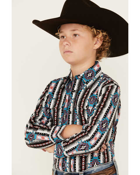 Image #2 - Wrangler Boys' Southwestern Print Long Sleeve Snap Western Shirt, Multi, hi-res