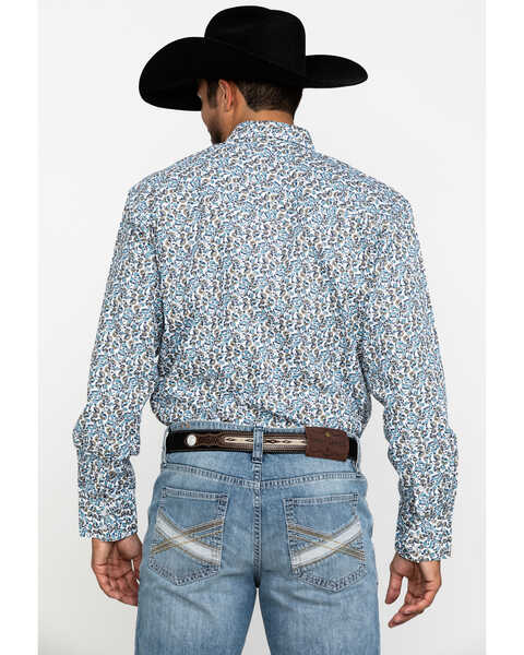 Image #2 - Resistol Men's Tavares Floral Geo Print Long Sleeve Western Shirt , Blue, hi-res