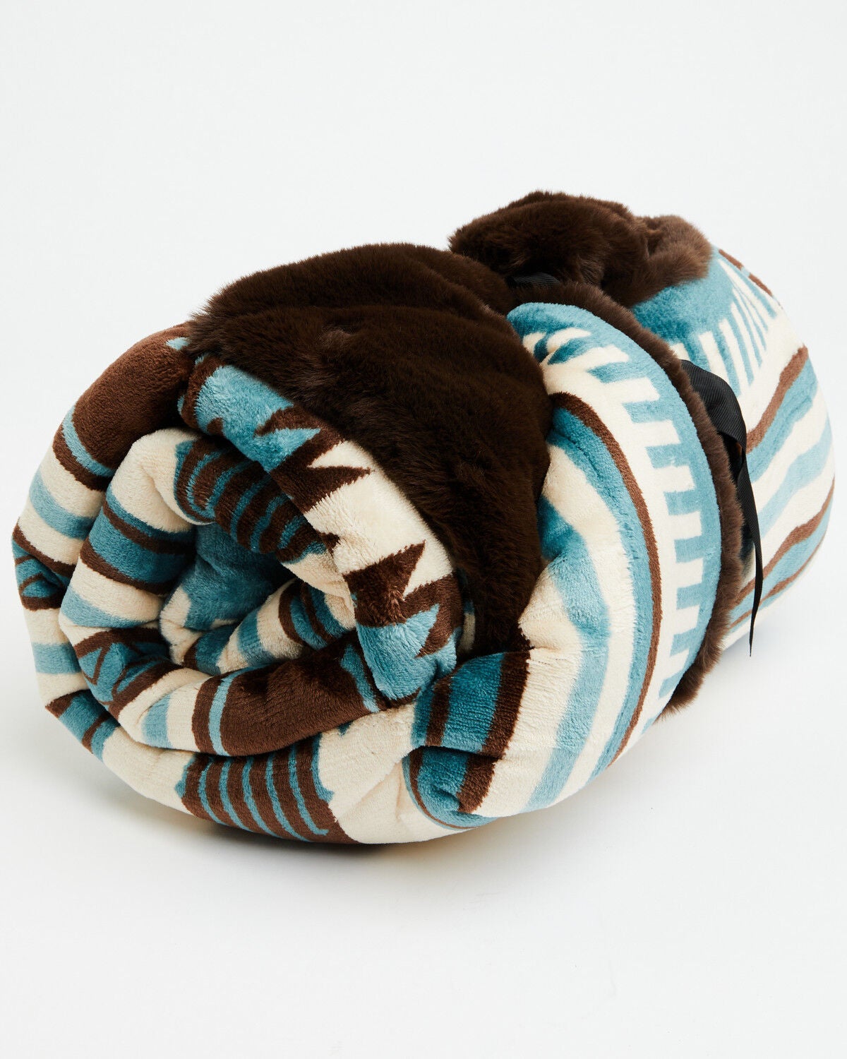 Boot Barn Southwestern Print Faux Fur Blanket, Turquoise, hi-res