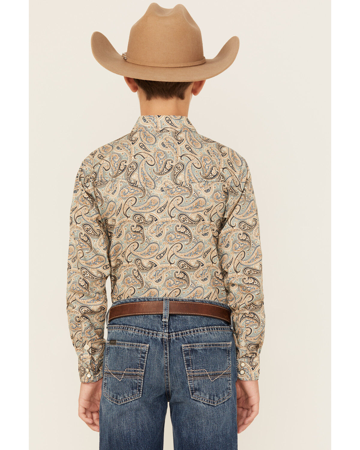 Image #4 - Cinch Boys' Paisley Print Long Sleeve Snap Western Shirt, Green, hi-res