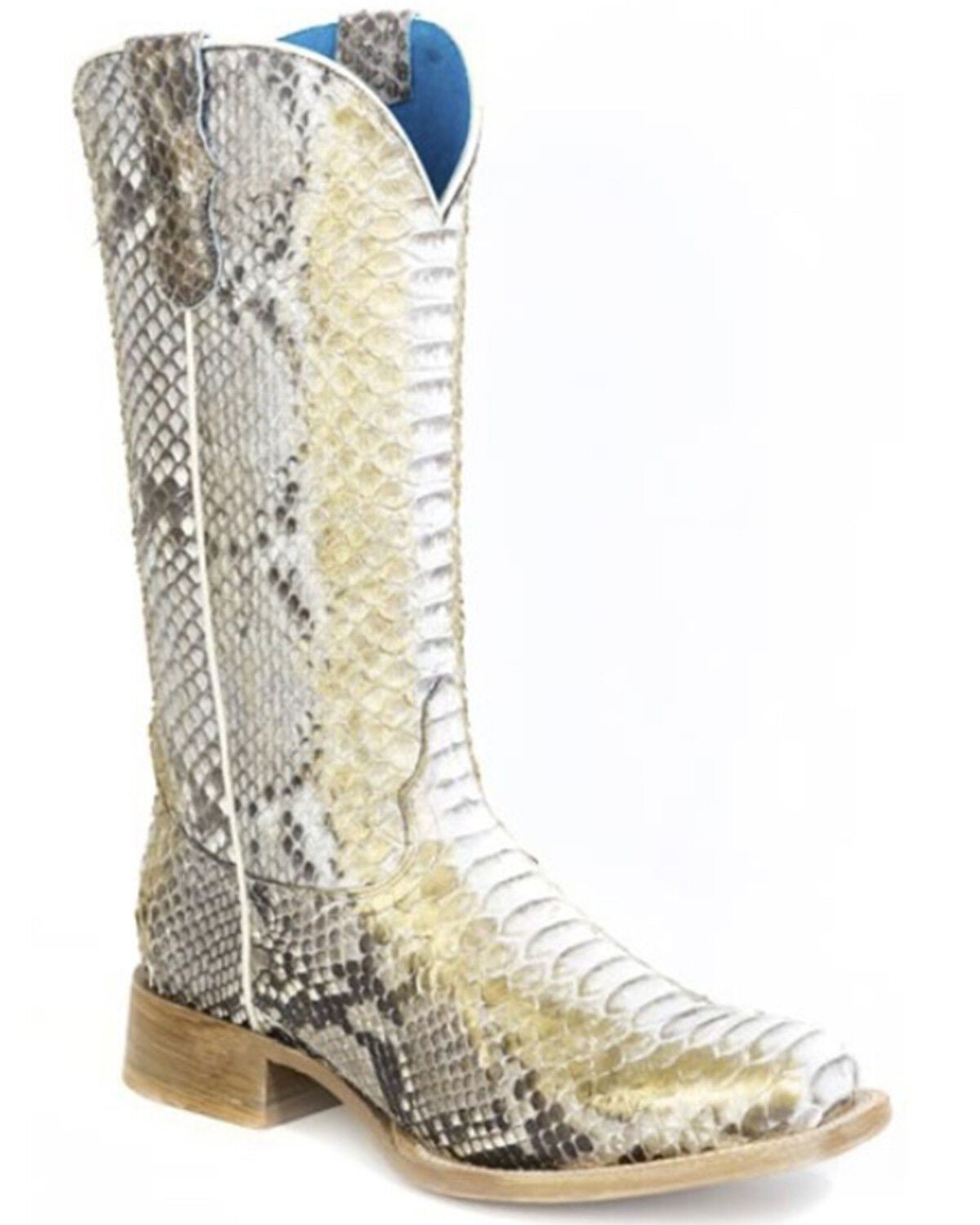 Image #1 - Roper Women's White Snow Exotic Python Western Boots - Broad Square Toe, White, hi-res