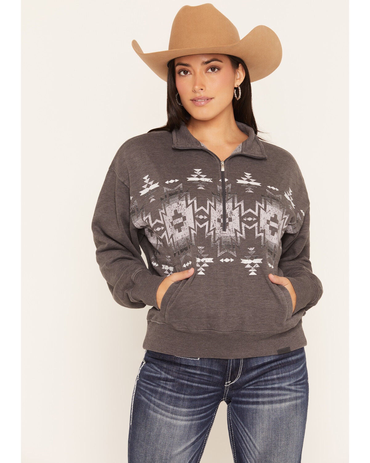 Ariat Women's Fern 1/2 Zip Pullover, Black, hi-res