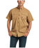 Image #1 - Ariat Men's Solid Rebar Washed Twill Short Sleeve Button Down Work Shirt, Beige/khaki, hi-res