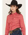 Image #2 - Cinch Women's Geo Print Long Sleeve Button-Down Stretch Western Shirt, Red, hi-res