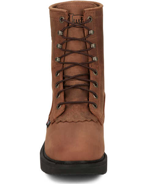 Image #4 - Justin Men's 8" Conductor Lace-Up Work Boots - Steel Toe , Brown, hi-res