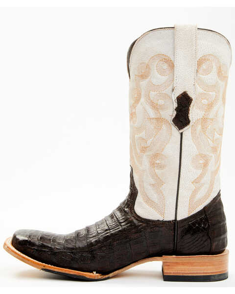 Image #3 - Tanner Mark Men's Exotic Caiman Belly Western Boots - Broad Square Toe, Brown, hi-res