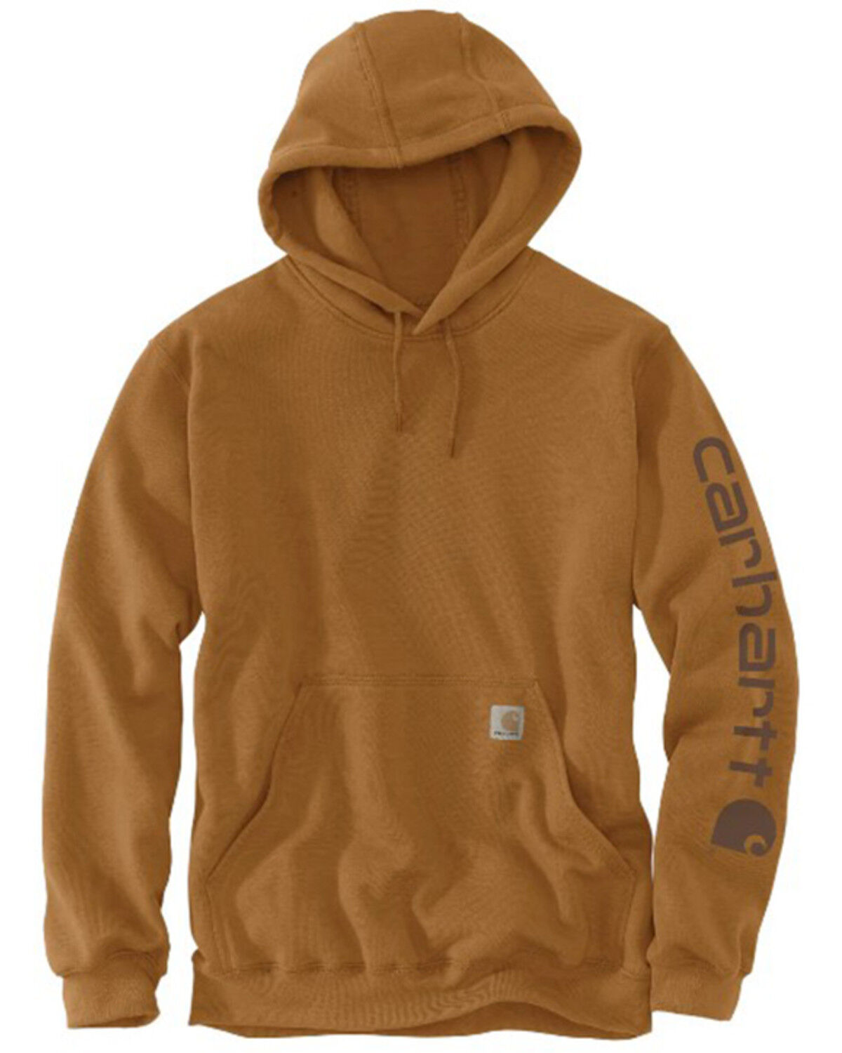 Image #1 - Carhartt Men's Relaxed Fit Midweight Garment Dyed French Terry Graphic Hooded Sweatshirt, Tan, hi-res