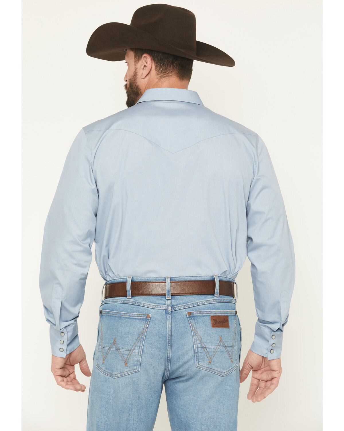 Image #4 - Gibson Trading Co Men's Campfire Solid Long Sleeve Snap Stretch Western Shirt, Blue, hi-res