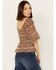 Image #4 - Shyanne Women's Smocked Lace-Up Print Top, Medium Brown, hi-res