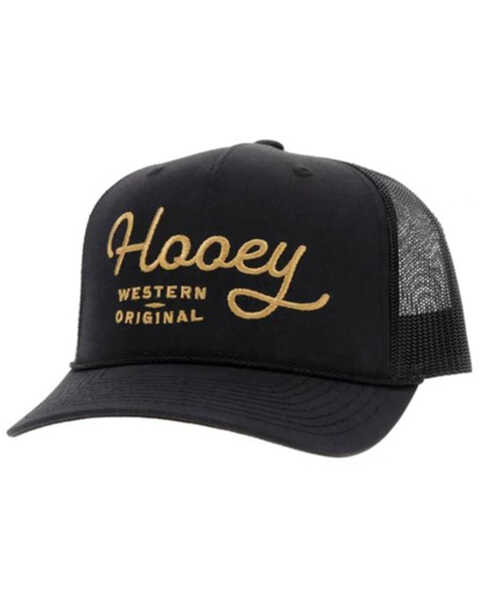 Hooey Men's Embroidered Logo Script Mesh Back Ball Cap, Black, hi-res